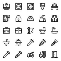 Outline icons for Tools and construction. vector