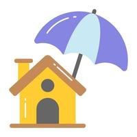 Umbrella with home denoting vector, easy to use icon vector