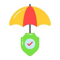 protection shield with umbrella vector design in editable style, premium icon