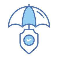 protection shield with umbrella vector design in editable style, premium icon