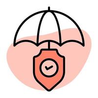 protection shield with umbrella vector design in editable style, premium icon