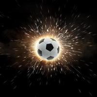 Soccer. Soccer ball. Soccer background with fire sparks in action photo