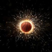 baloncesto. baloncesto antecedentes con fuego chispas en acción foto