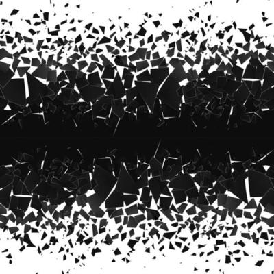 Abstract cloud of pieces and fragments after explosion. Demolition surface. Shatter and destruction halftone effect. Vector