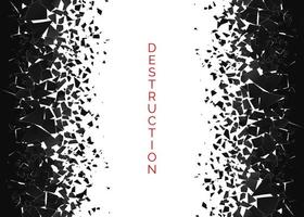 Shatter and destruction effect. Abstract cloud of pieces and fragments after wall explosion. Vector illustration isolated on white background