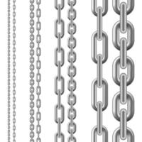 Set of metallic Chain. Seamless chain isolated on white background. Vector