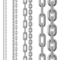 Set of metallic Chain. Seamless chain isolated on white background. Vector