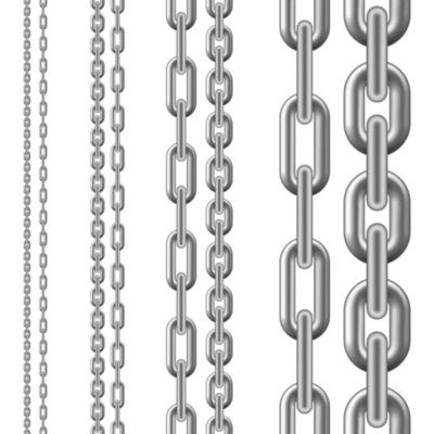 Set of metallic Chain. Seamless chain isolated on white background. Vector