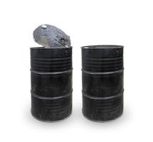 Black oil barrels on a white background photo