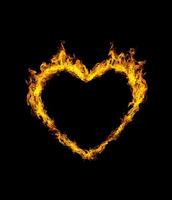 Hearts of fire in black background photo