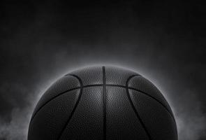 black basketball on smoke background. 3d render photo