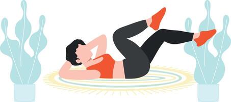 The girl is exercising at home. vector