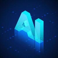 AI hologram. Artificial intelligence isometric banner. Technology background. Vector