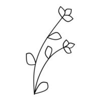 linda flor rama con hojas aislado icono vector ilustración diseño icono