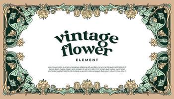 Vintage flower frame border with javanese vibes art nouveau style illustration vector