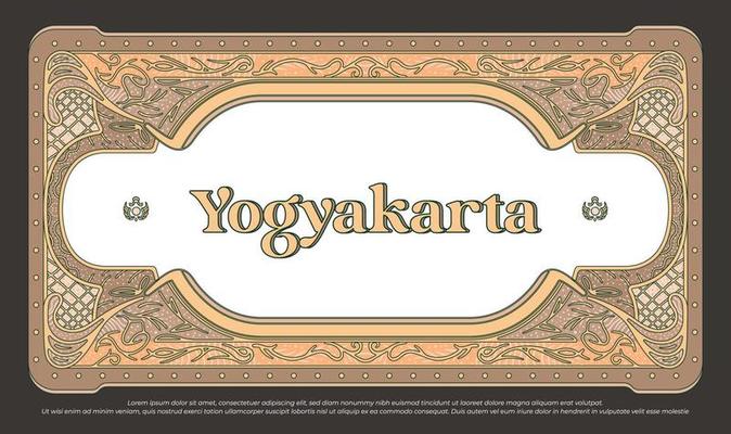 Luxury Yogyakarta typography with border decoration flower, abstract frame illustration