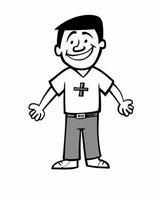 Religious Man with Cross on Shirt vector