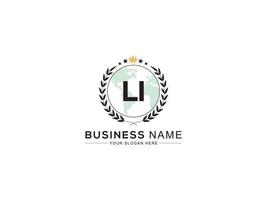 Modern Minimalist Li Crown Logo, Professional LI Logo Letter Design For Shop vector