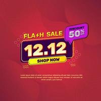 12.12 flash sale template, in red, yellow, and purple colors. using an abstract style, very suitable for your business vector