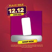 Flash sale 12.12 template with item view, using red, yellow, and purple colors. using an abstract style, very suitable for your business vector