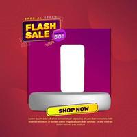 Flash sale template with item view, using red, yellow, and purple colors. using an abstract style, very suitable for your business vector