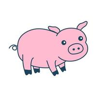 Cheerful pink piglet farm animal icon isolated vector