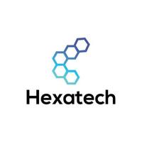 Hexa tech modern 3d tech logo design vector