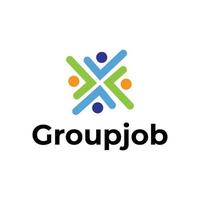 Group job minimal company logo design vector