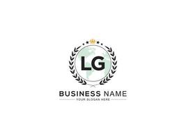 Modern Minimalist Lg Crown Logo, Professional LG Logo Letter Design For Shop vector