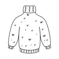 Knitted sweater in hand drawn doodle style. Vector illustration isolated on white background, Coloring book.