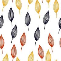 Simple colorful leaves outline pattern vector