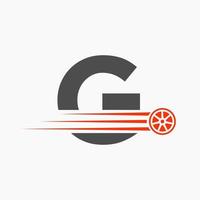 Sport Car Letter G Automotive Logo Concept With Transport Tyre Icon vector
