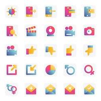 Gradient color icons for Universal web and mobile. vector