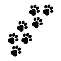 Paw print, footsteps isolated on white background. Silhouette of toe marks monochrome stock vector illustration. Abstract decoration, cute and modern design. Vector illustration