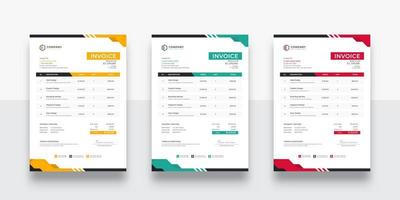 Modern and creative corporate company invoice template . creative invoice Template Paper Sheet Include Accounting, Price, Tax, and Quantity. With color variation Vector illustration of Finance