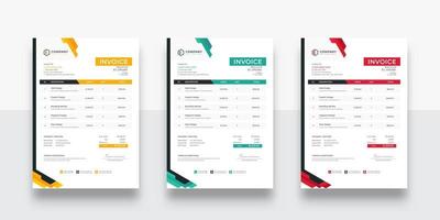 Modern and creative corporate business invoice template. Quotation Invoice Layout Template Paper Sheet Include Accounting, Price, Tax, and Quantity. With color variation Vector illustration