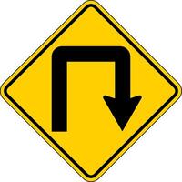Warning Sign, Double Right Turn Symbol On White Background vector