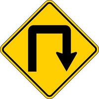 Warning Sign, Double Right Turn Symbol On White Background vector