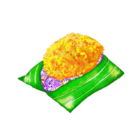 Watercolor and drawing for sticky rice with grated coconut. Thai cuisine and dessert. Digital painting of food illustration. Regional Foods Concept. png