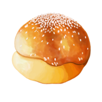 acuarela y dibujo para un pan y hamburguesa bollos, digital pintura de hecho en casa panadería, postre y comida ilustración. png