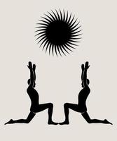 Man doing yoga abstract poster. Monochrome silhouette modern illustration. Health care and lifestyle concept. Hand drawn Vector illustration for print and web.