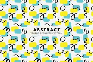 Abstract shapes colorful with curvy lines seamless repeat pattern vector