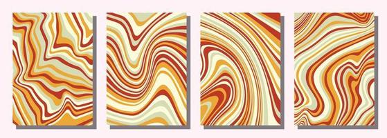 Abstract psychedelic groovy set background. vector