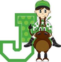 J is for Jockey Alphabet Learning Educational Illustration vector