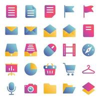 Gradient color icons for Universal, web. vector