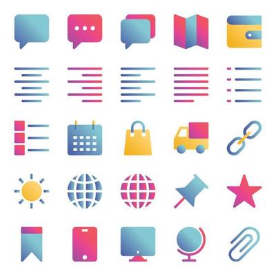 Gradient color icons for Universal, web.