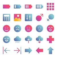 Gradient color icons for Universal, web. vector