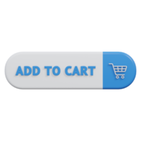 add to cart button 3d render, transparent background, click button png