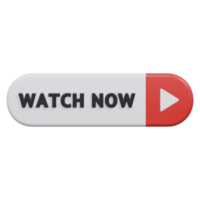 watch now button 3d render, transparent background, click button png