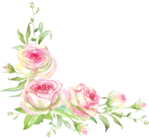Roses frame. Watercolor clipart png
